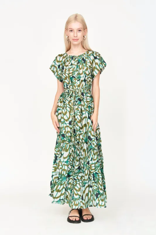 Vienna Maxi Dress in Moss Shell sold by Mirth