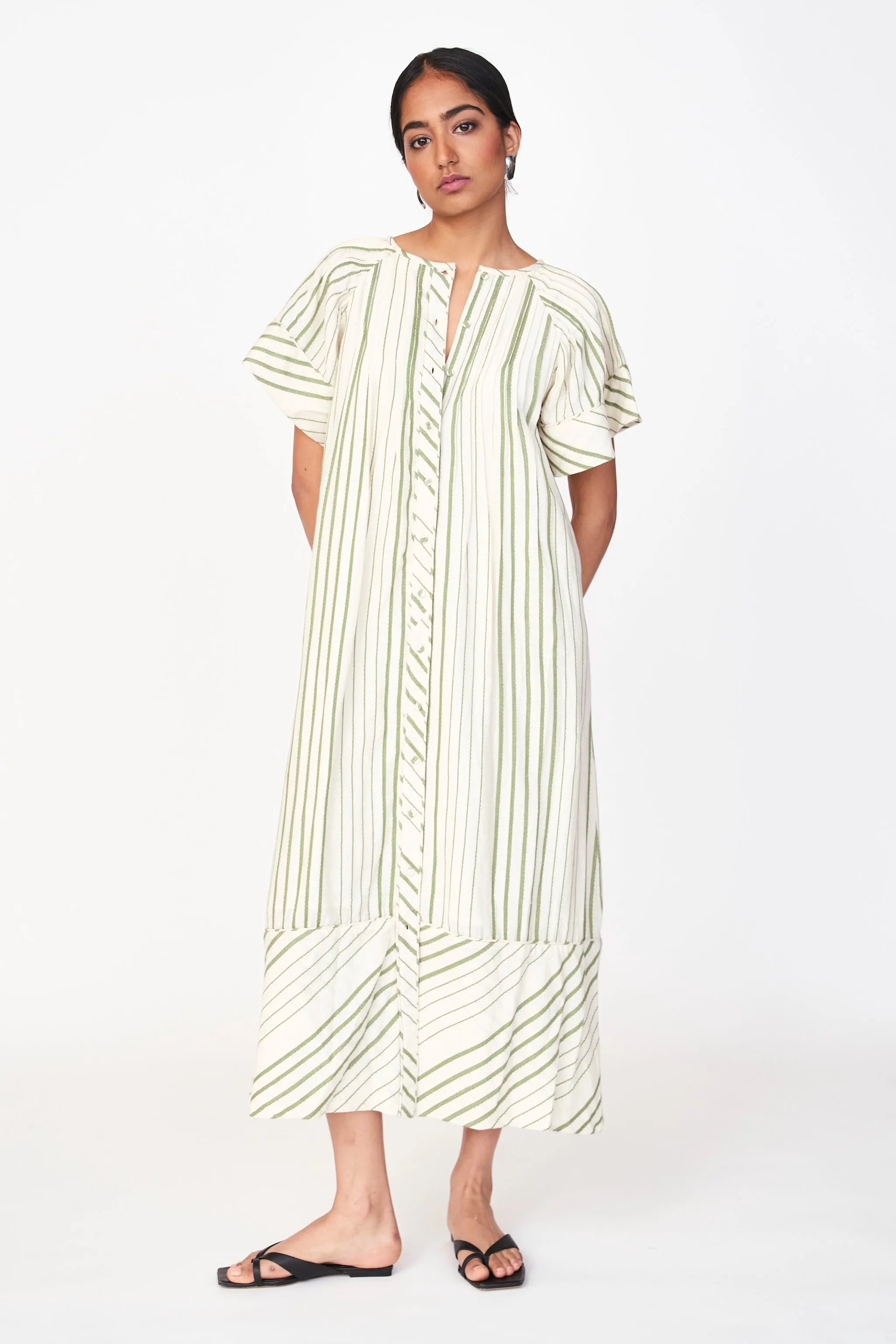 Vienna Pintuck Dress in Garden Stripe sold by Mirth product image thumbnail 2