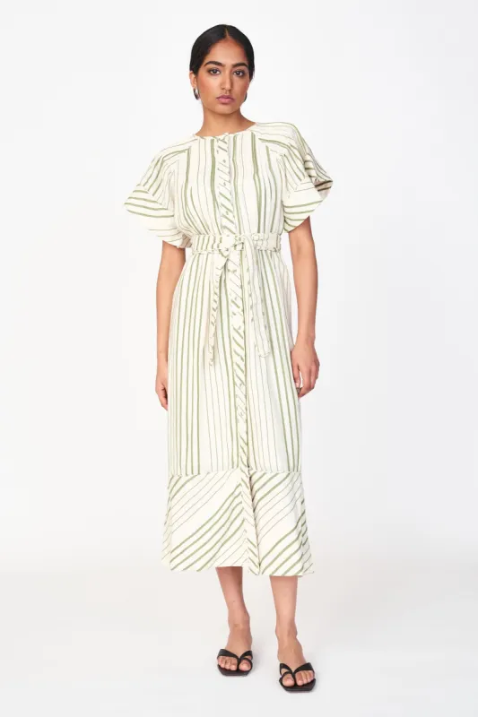 Vienna Pintuck Dress in Garden Stripe made by Mirth