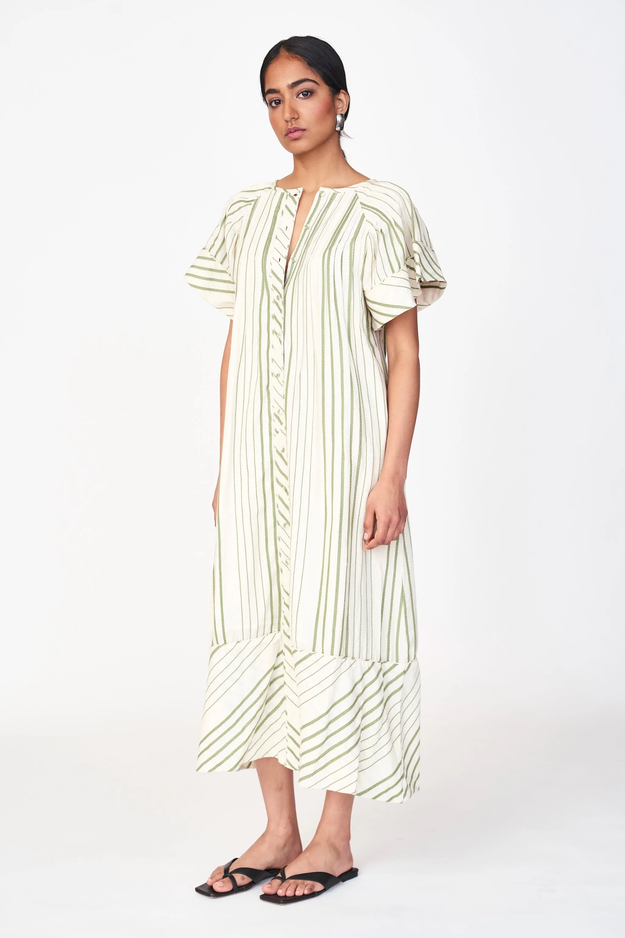 Vienna Pintuck Dress in Garden Stripe sold by Mirth product image thumbnail 3