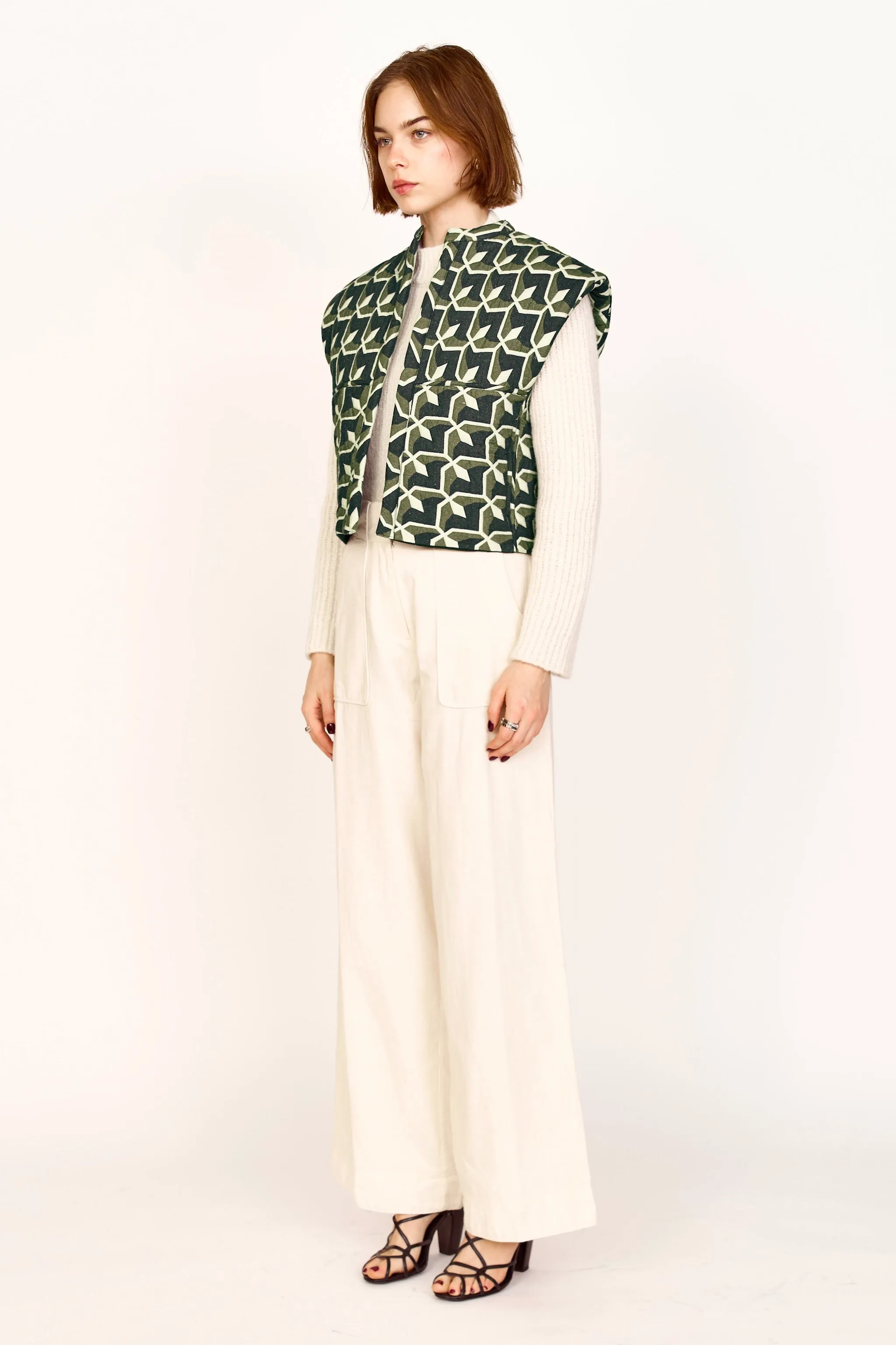 Windsor Vest in Olive Parquet sold by Mirth product image thumbnail 3