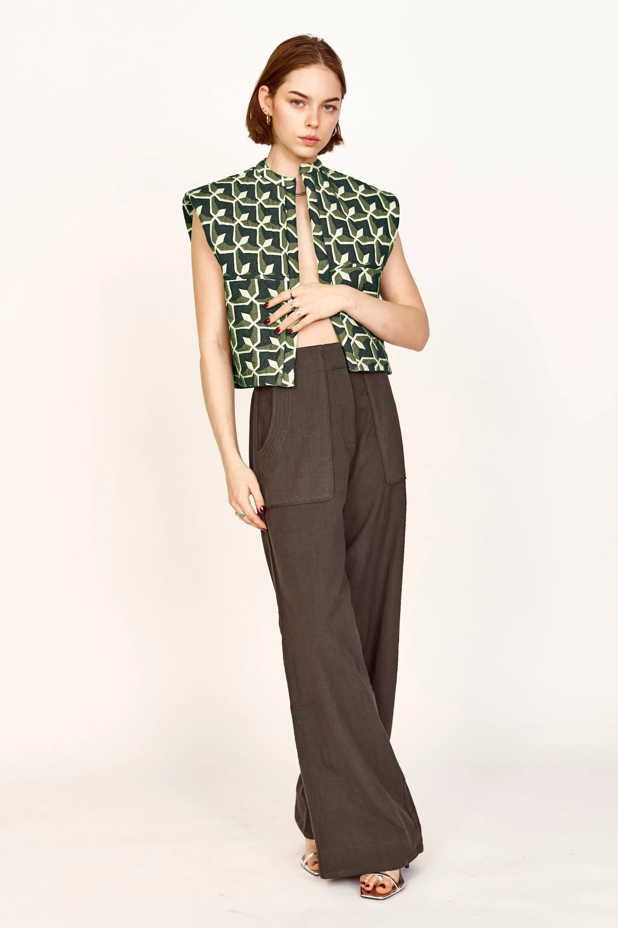 Windsor Vest in Olive Parquet sold by Mirth product image thumbnail 5