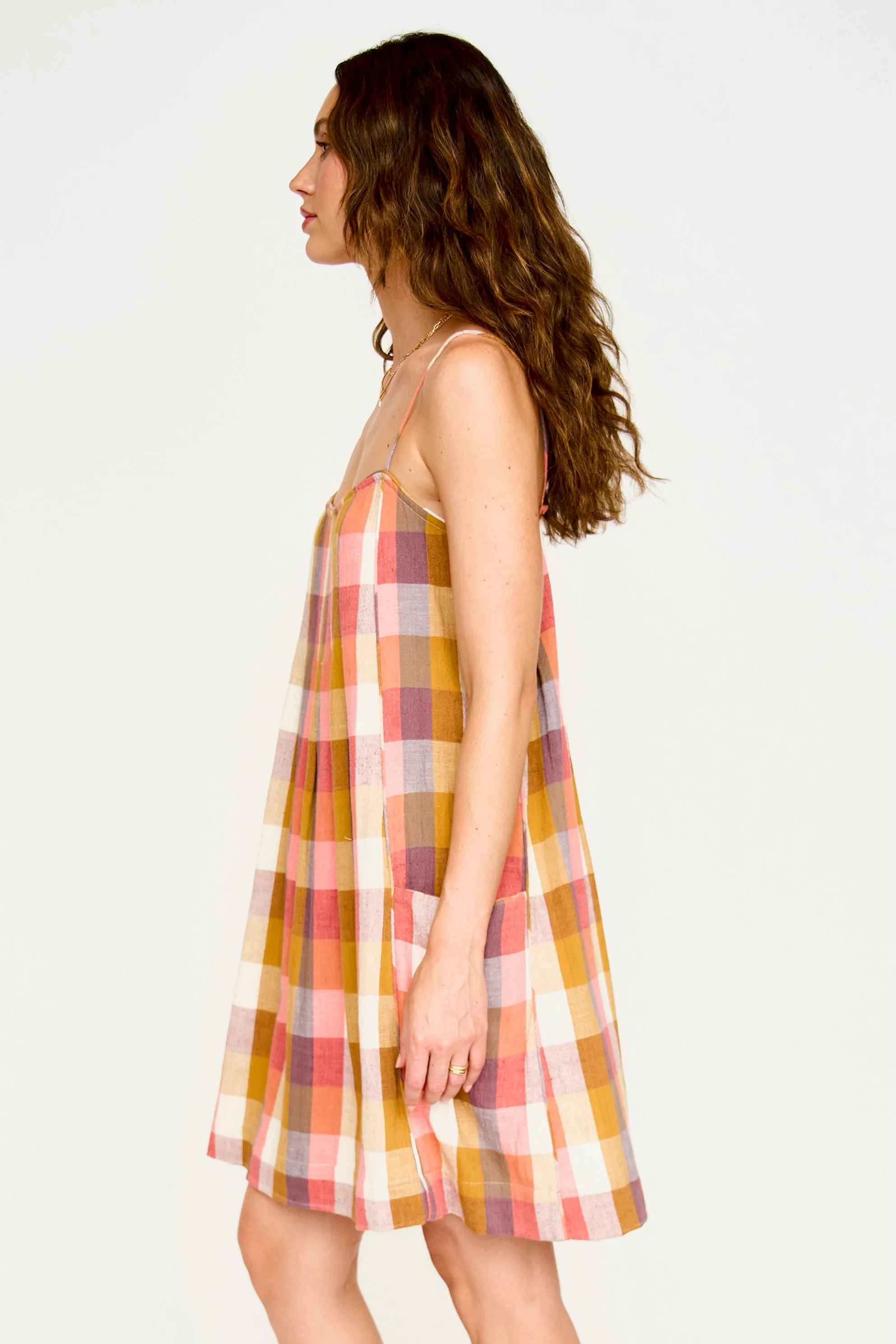 Zuma Short Dress in Sunset Plaid sold by Mirth product image thumbnail 4