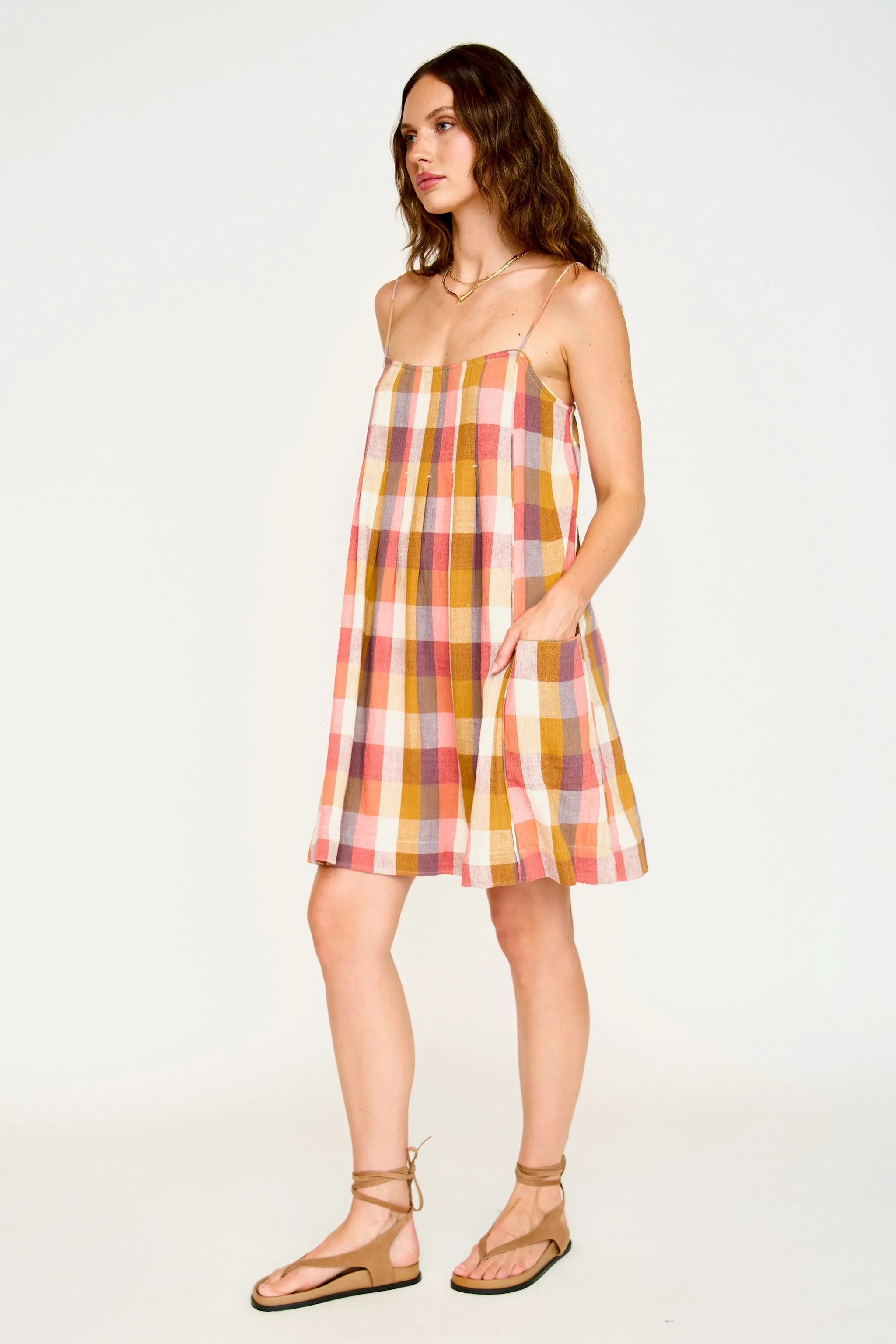 Zuma Short Dress in Sunset Plaid sold by Mirth product image thumbnail 3