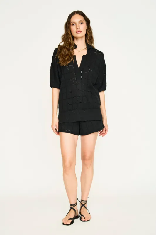 Adelaide Pointelle Knit Top in Black sold by Mirth
