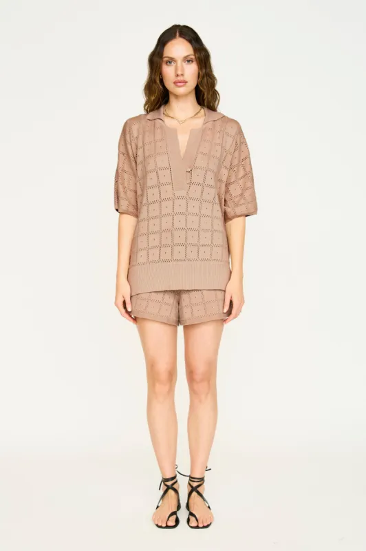 Adelaide Pointelle Knit Top in Mocha sold by Mirth