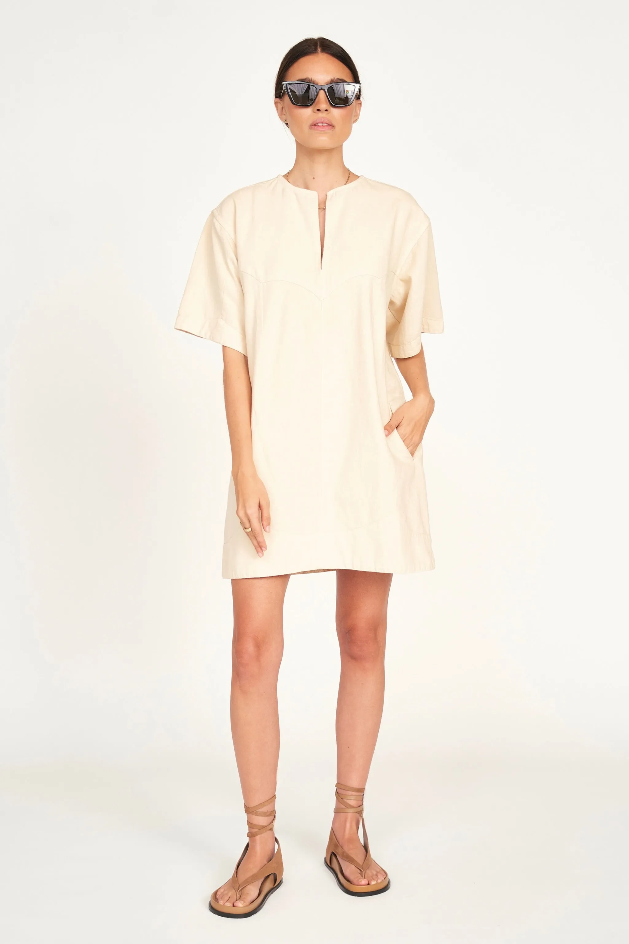 Dallas Dress in Cream Canvas sold by Mirth