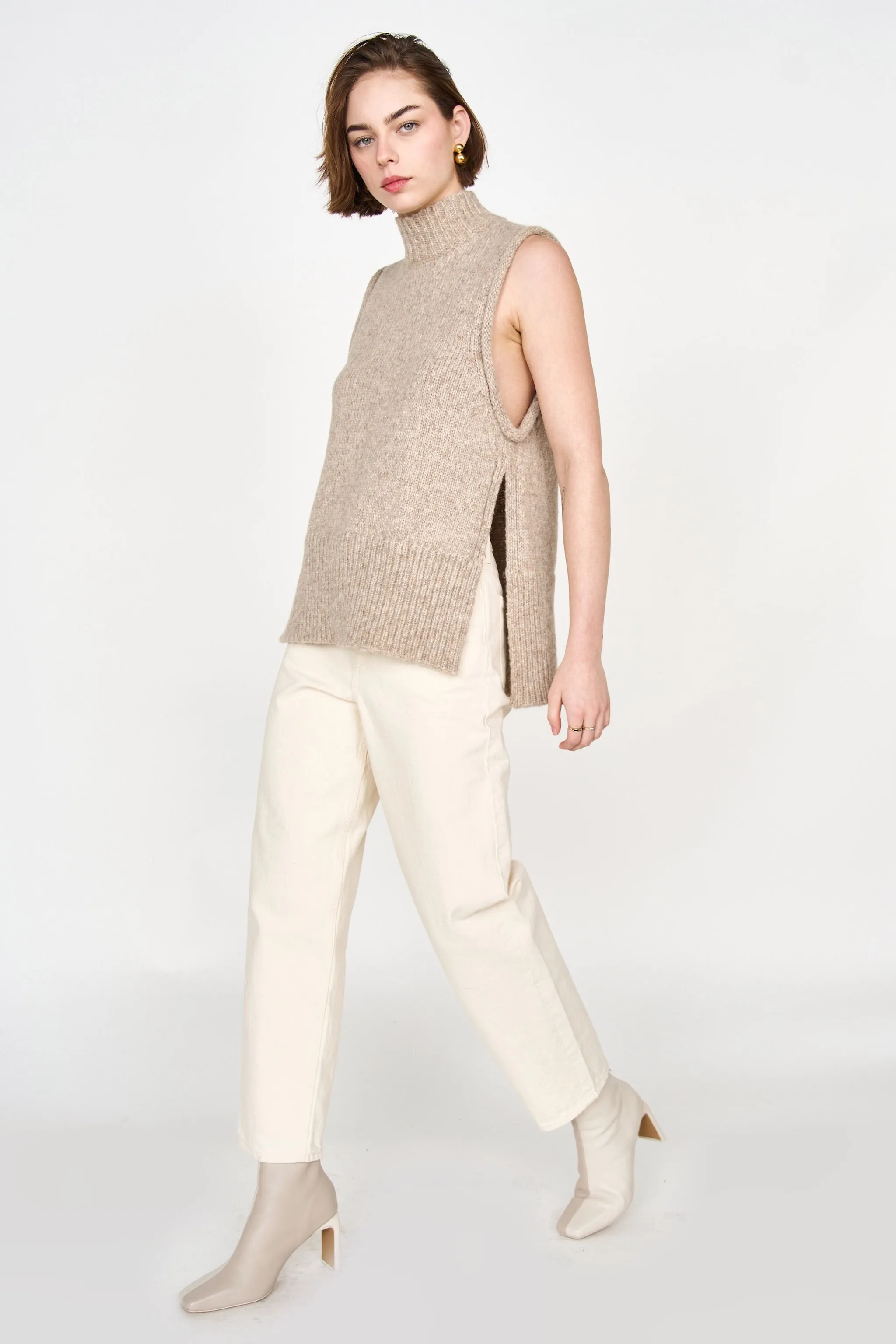 Aspen Open Side Vest in Camel sold by Mirth