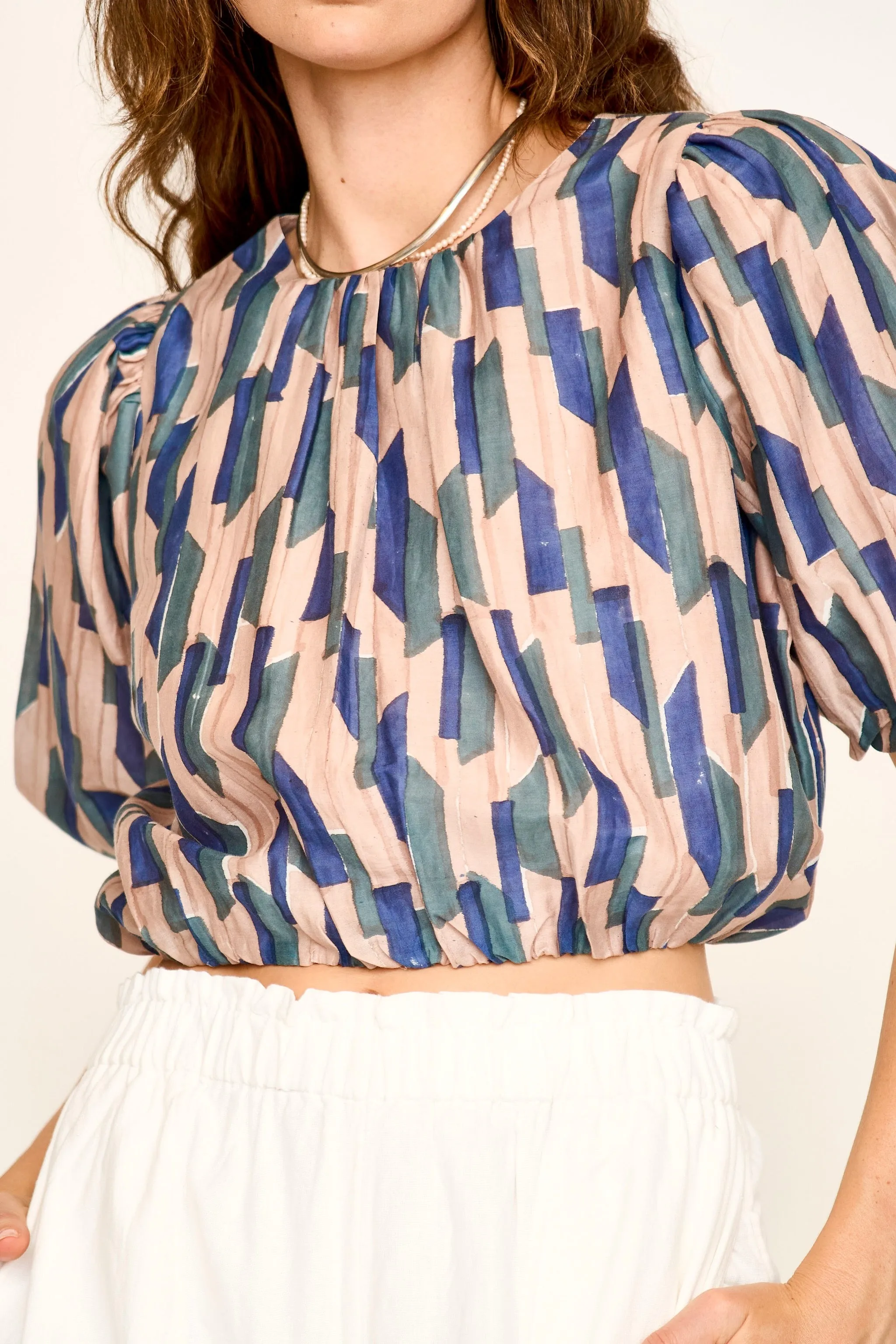 Andaman Bubble Top in Cerulean Rainfall sold by Mirth product image thumbnail 2