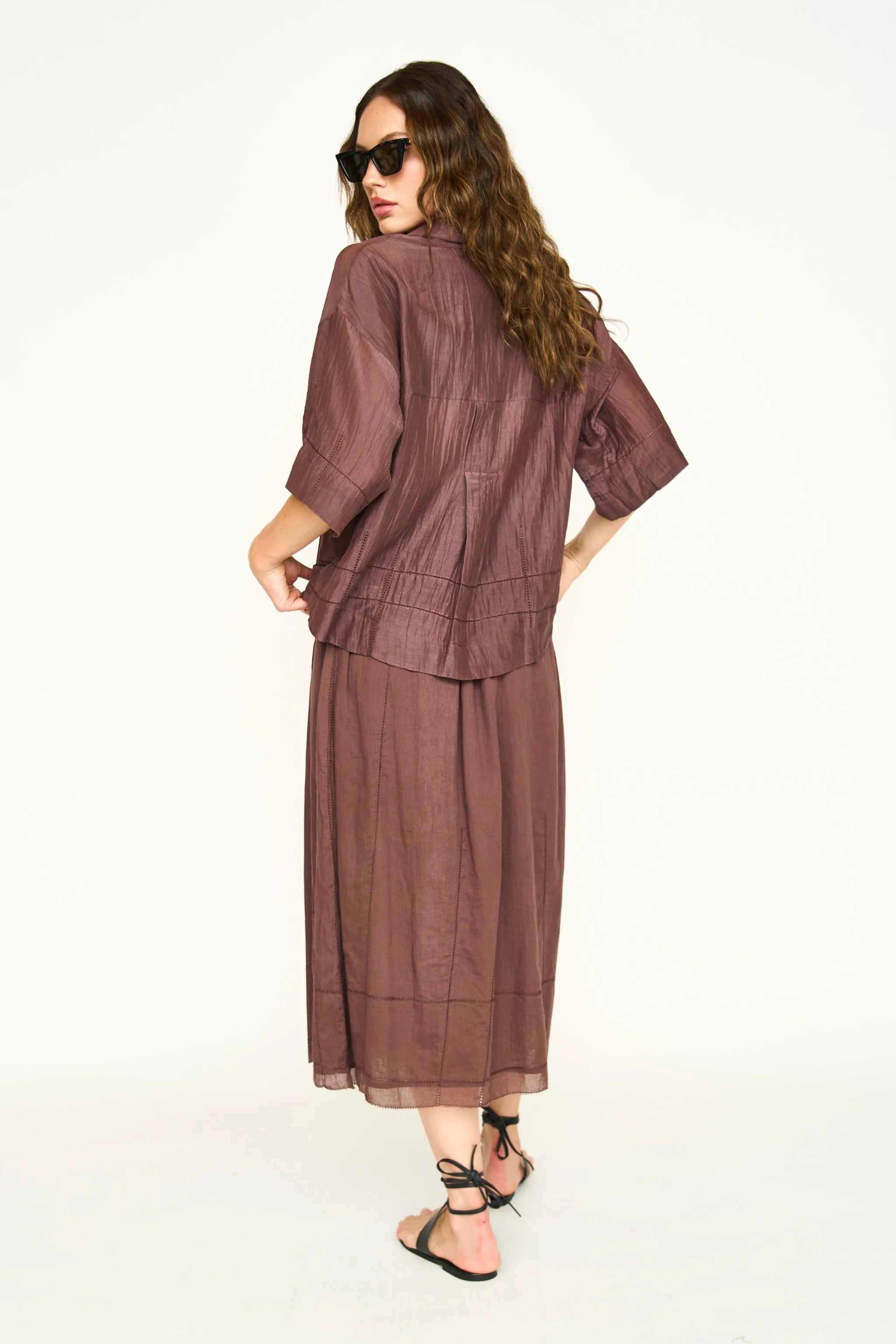 Kyoto Short Sleeved Shirt in Grappa sold by Mirth product image thumbnail 4