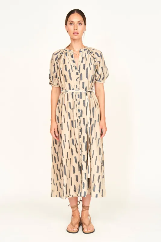 Somerset Dress in Parchment Rainfall sold by Mirth