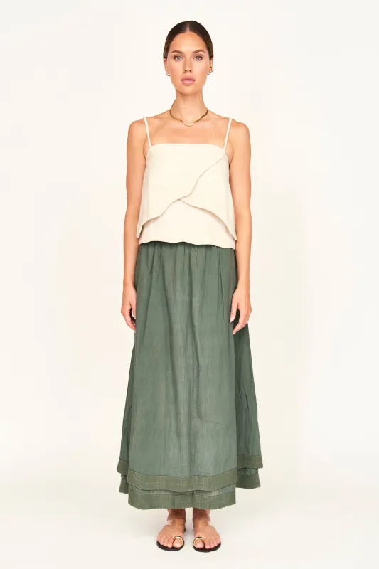 Verona Skirt in Verde Fossil sold by Mirth