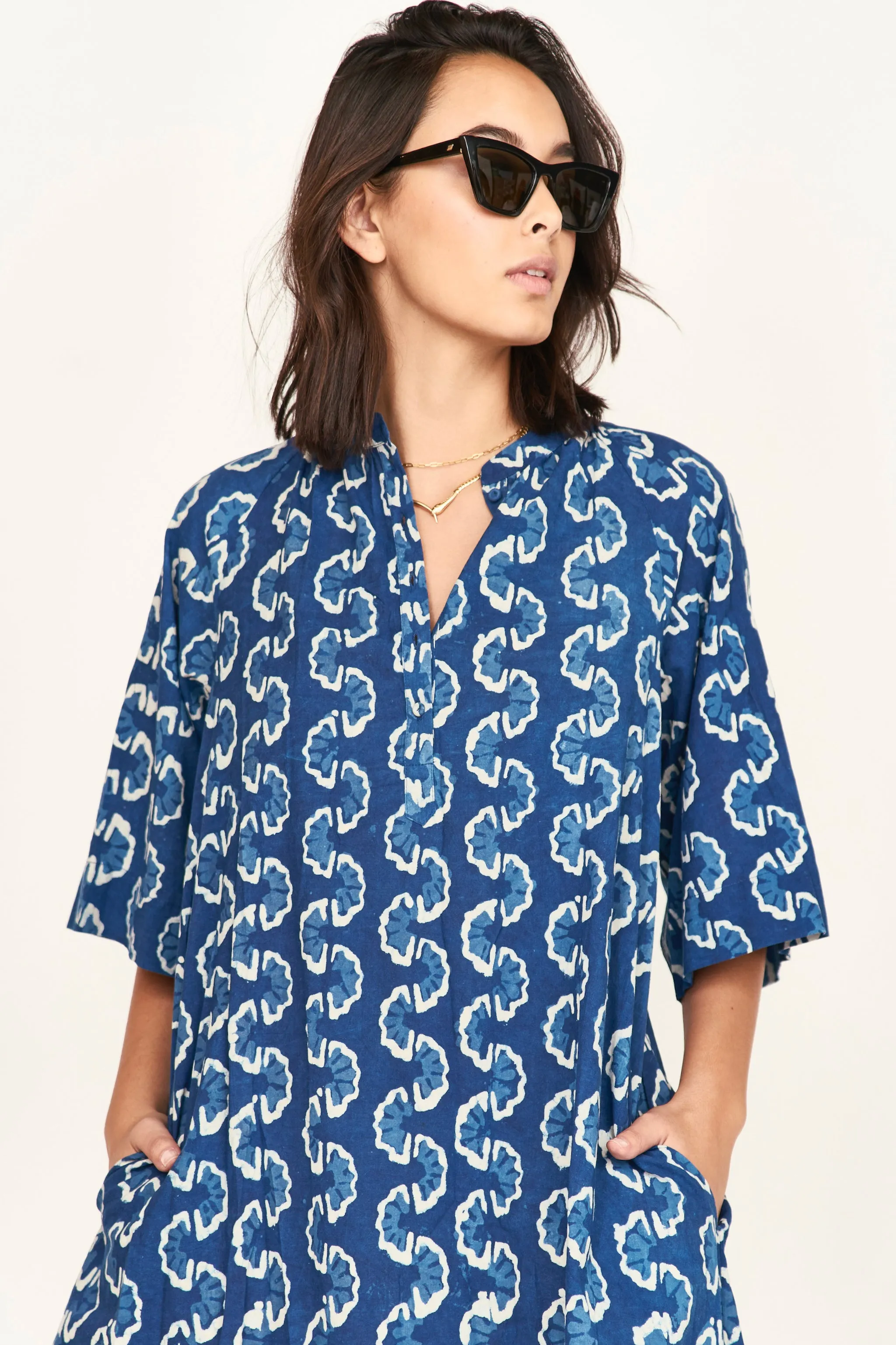 Faro Dress in Indigo Orchard Road sold by Mirth product image thumbnail 2