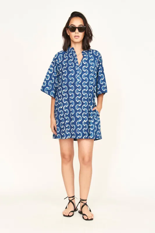 Faro Dress in Indigo Orchard Road sold by Mirth