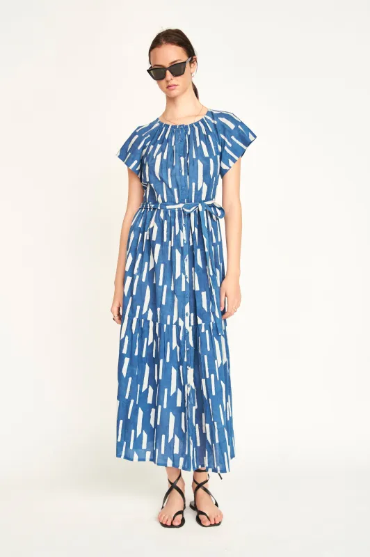 Vienna Maxi Dress in Indigo Rainfall made by Mirth