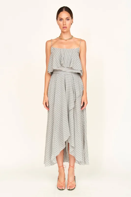 Clare Ruffle Top in Dune Stripe sold by Mirth