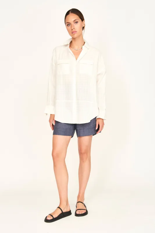 Kyoto Shirt in White Box Stitch sold by Mirth