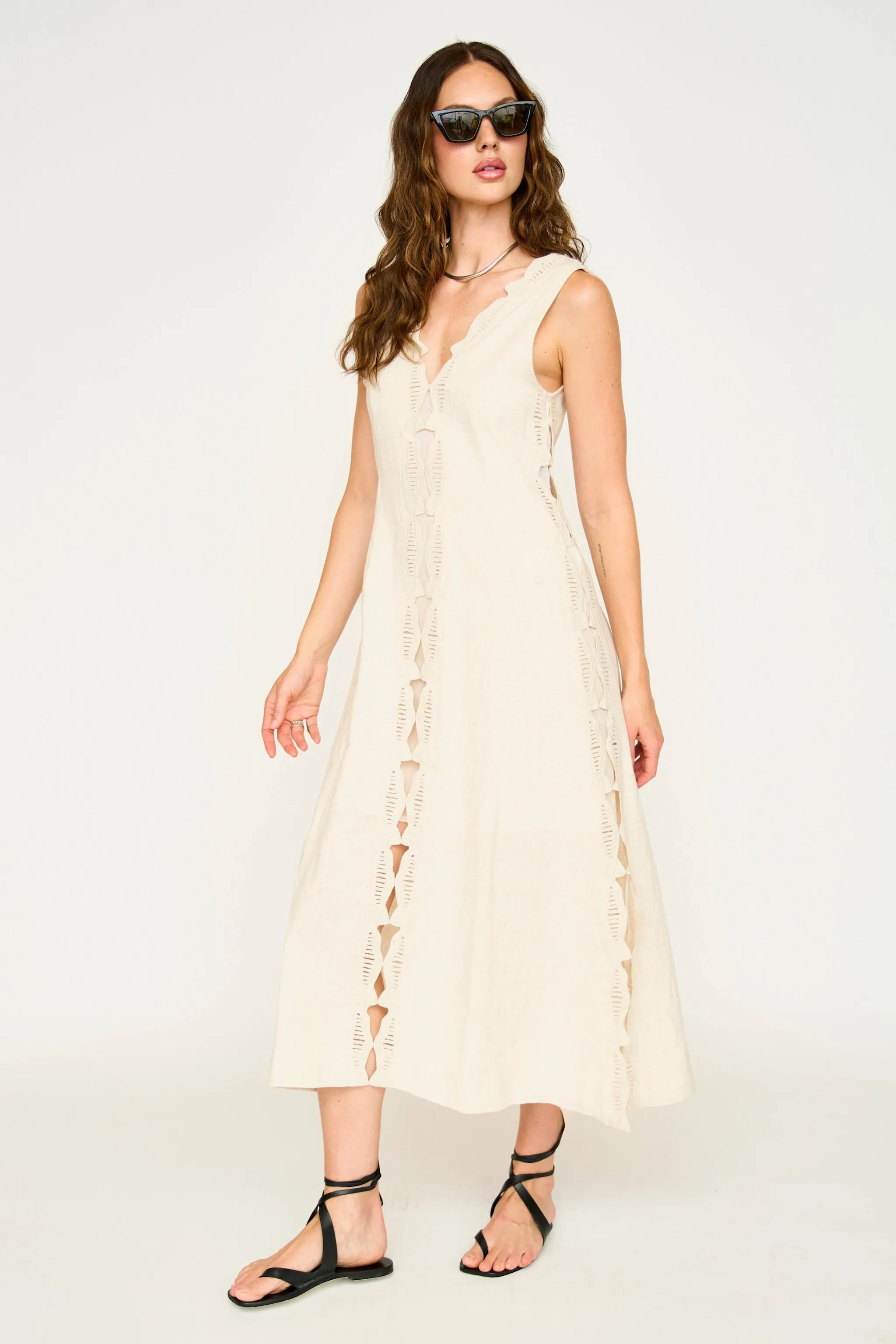 Barcelona Dress in Oat Marine Eyelet sold by Mirth product image thumbnail 3