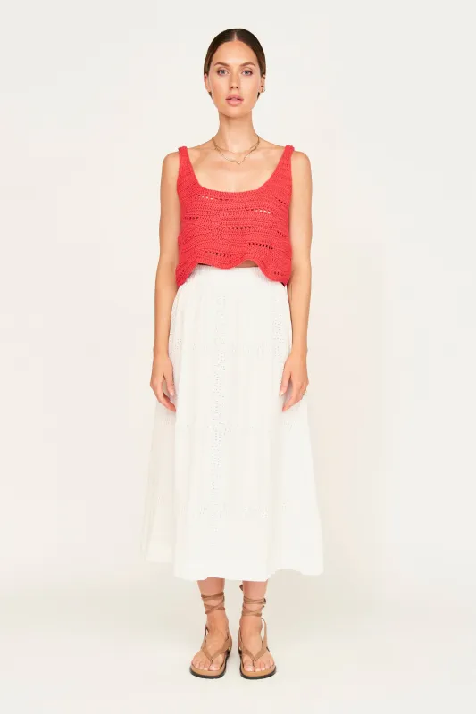 Marin Hand Macrame Top in Red sold by Mirth