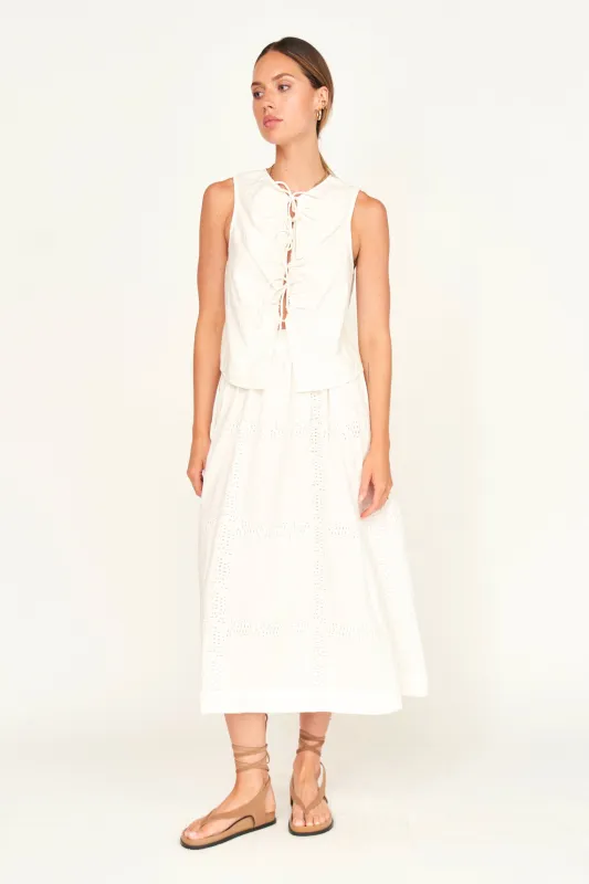 Verona Skirt in White Marine Eyelet sold by Mirth