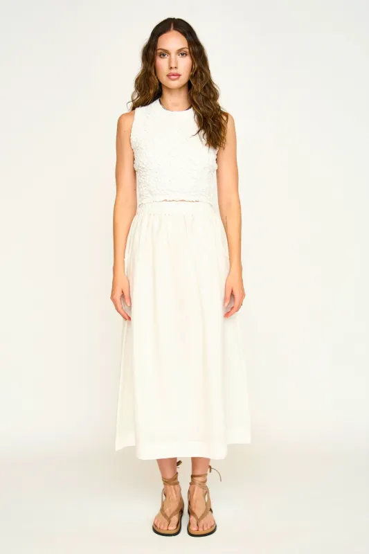 Lucia Smocked Top in White sold by Mirth