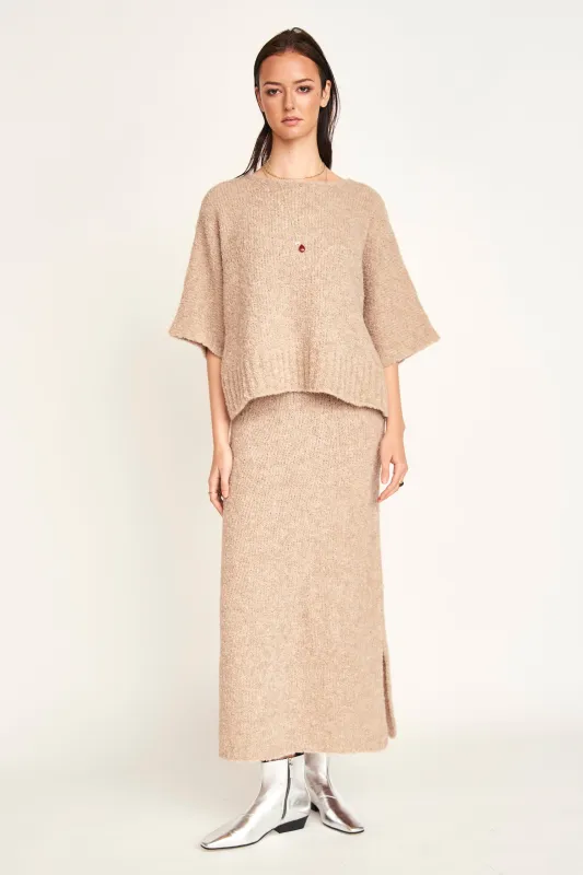Estes Boucle Skirt in Graham Cracker sold by Mirth