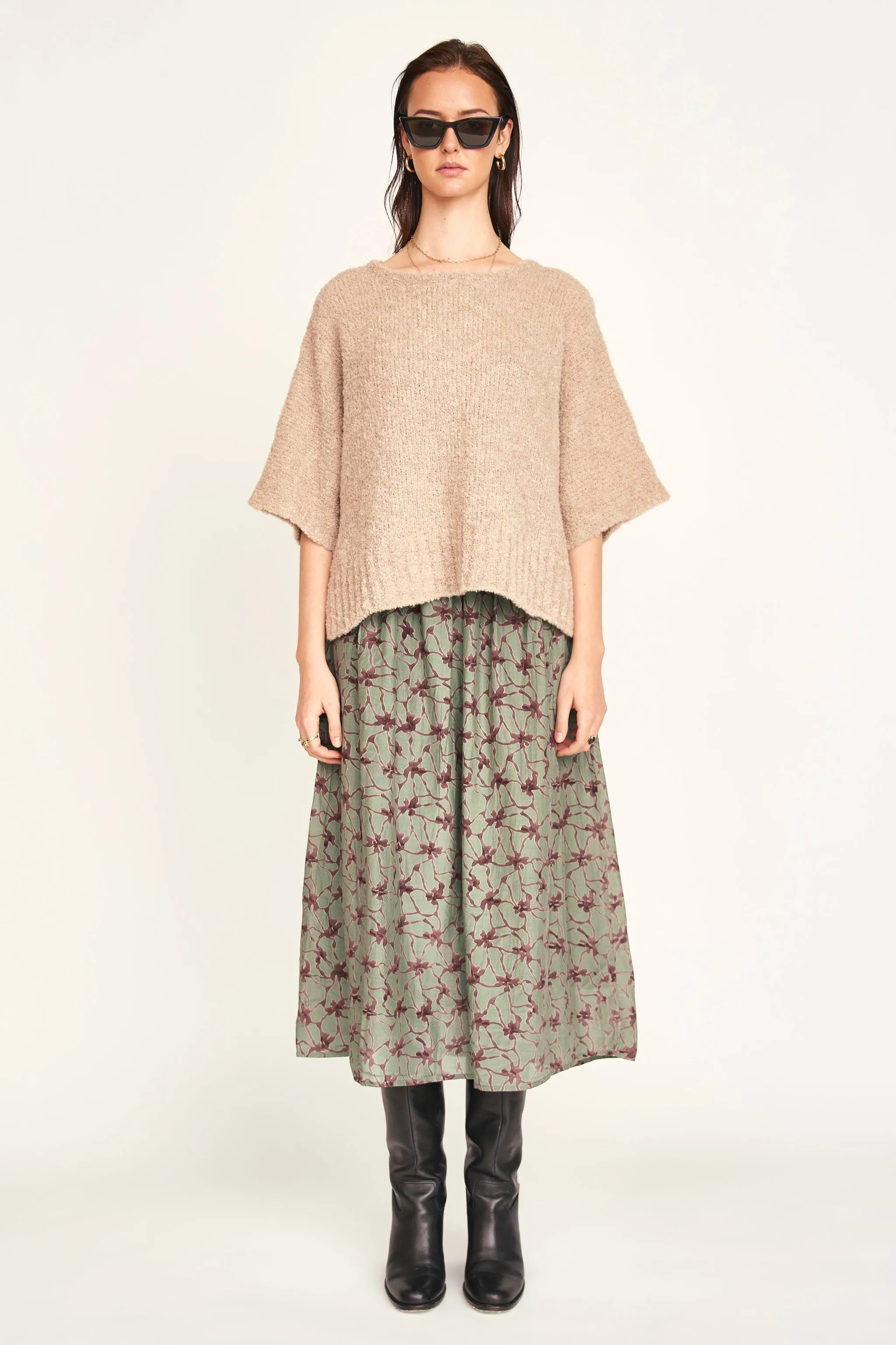 Fez Boucle Top in Graham Cracker sold by Mirth