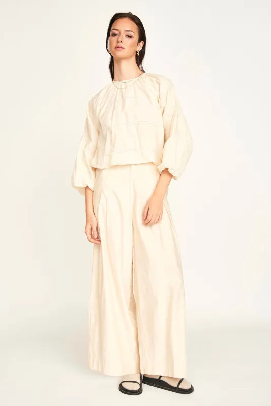 Lecce Wide Leg Pant in Alabaster sold by Mirth