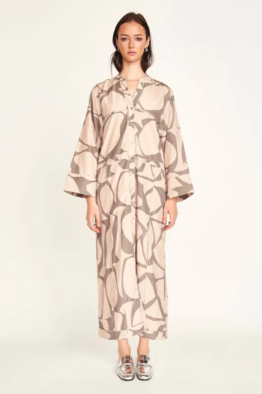 Malmo Dress in Putty Jurassic sold by Mirth