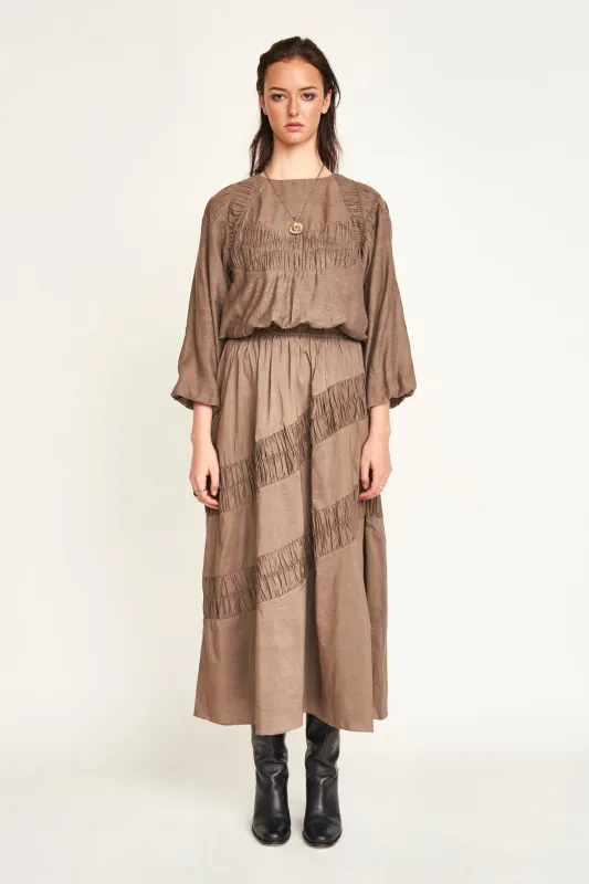 Andaman Ruched Blouse in Walnut made by Mirth