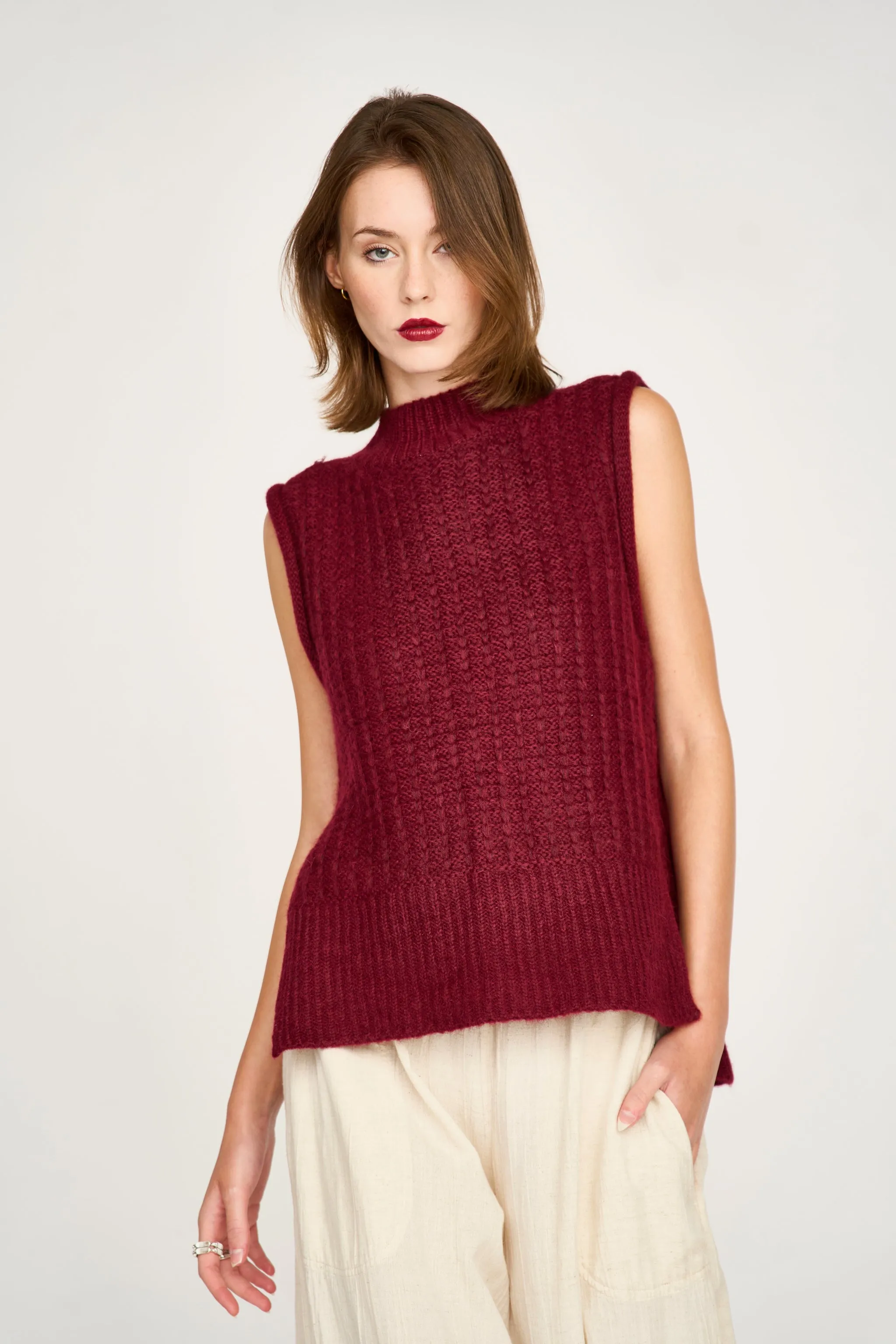Aspen Sweater Vest in Black Cherry sold by Mirth product image thumbnail 2