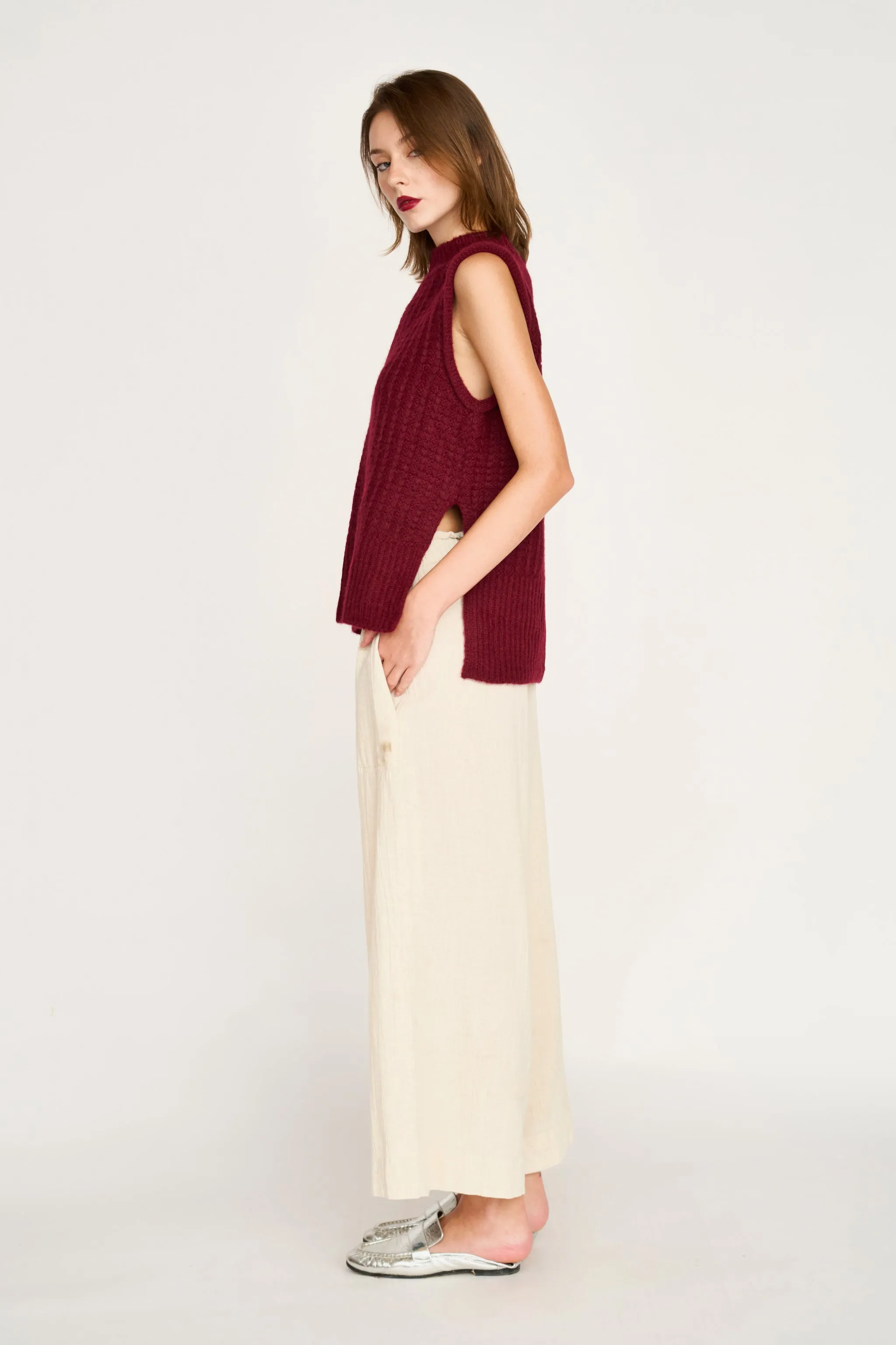 Aspen Sweater Vest in Black Cherry sold by Mirth product image thumbnail 3