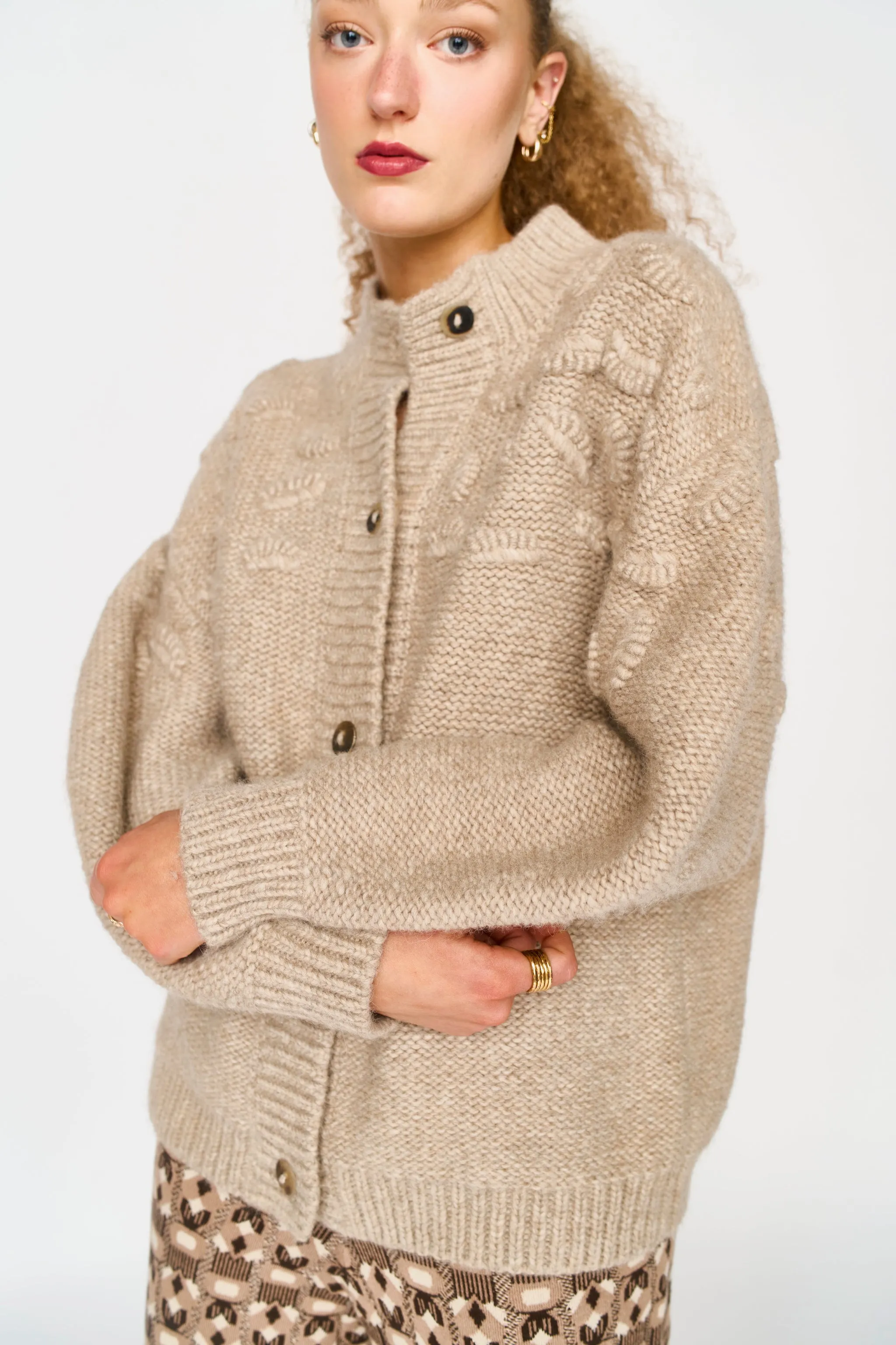 Cusco Shell Cardigan in Graham Cracker sold by Mirth product image thumbnail 2