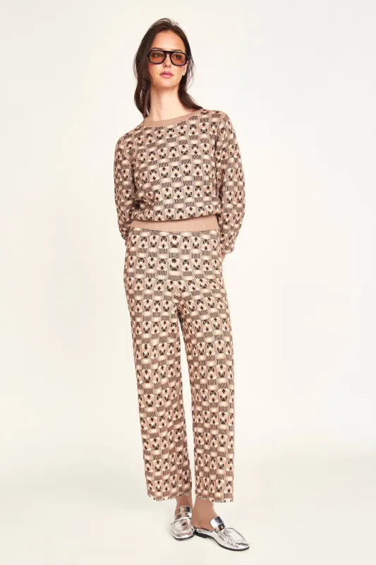 Dover Knit Pant in Milkweed Coeur Jacquard sold by Mirth