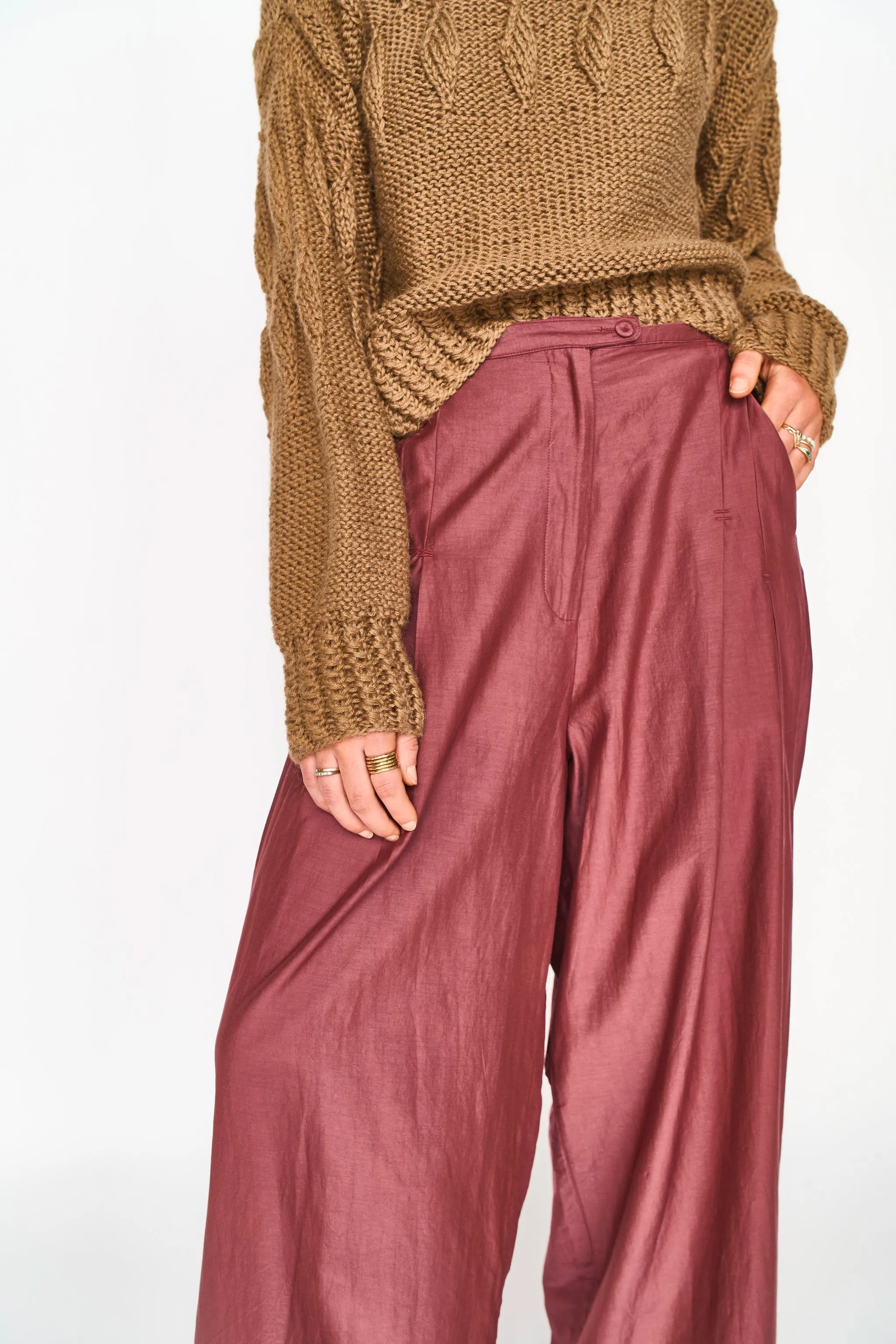 Lecce Wide Leg Pant in Merlot sold by Mirth product image thumbnail 2