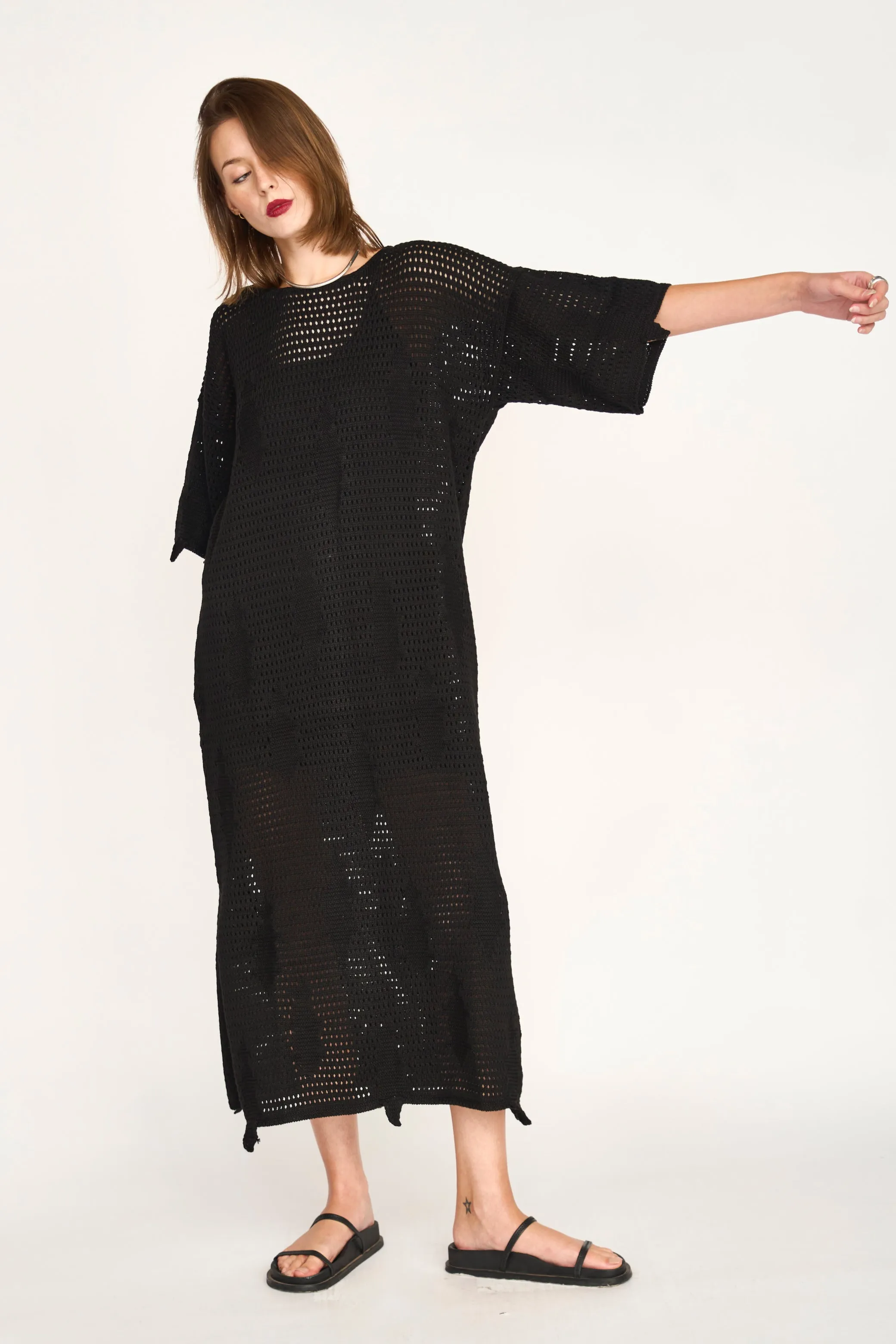 Madagascar Pointelle Dress in Black sold by Mirth product image thumbnail 4