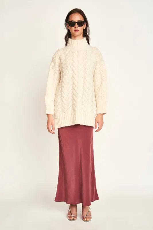 Salida Cable Turtleneck in Alabaster sold by Mirth
