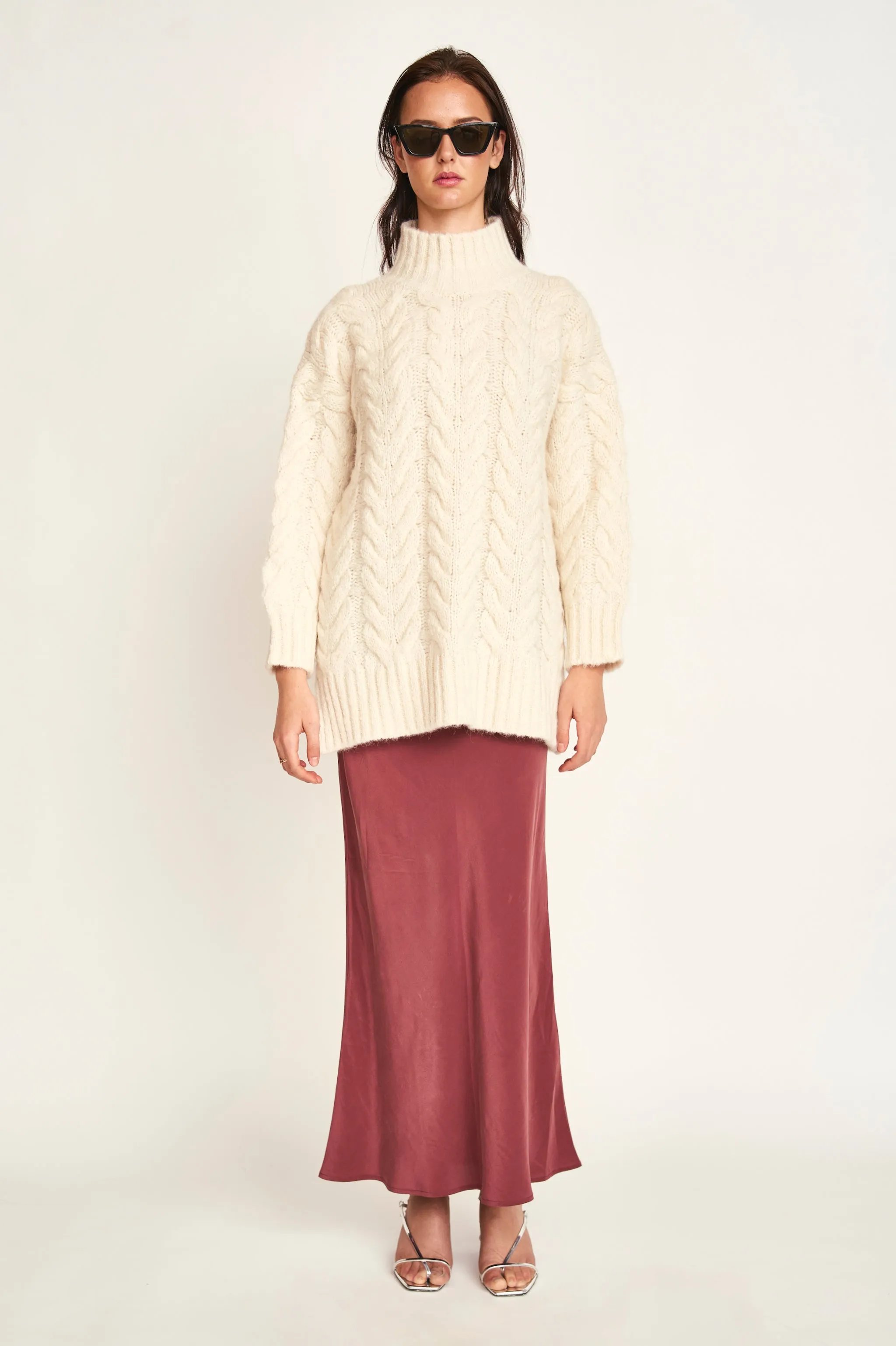 Salida Cable Turtleneck in Alabaster sold by Mirth