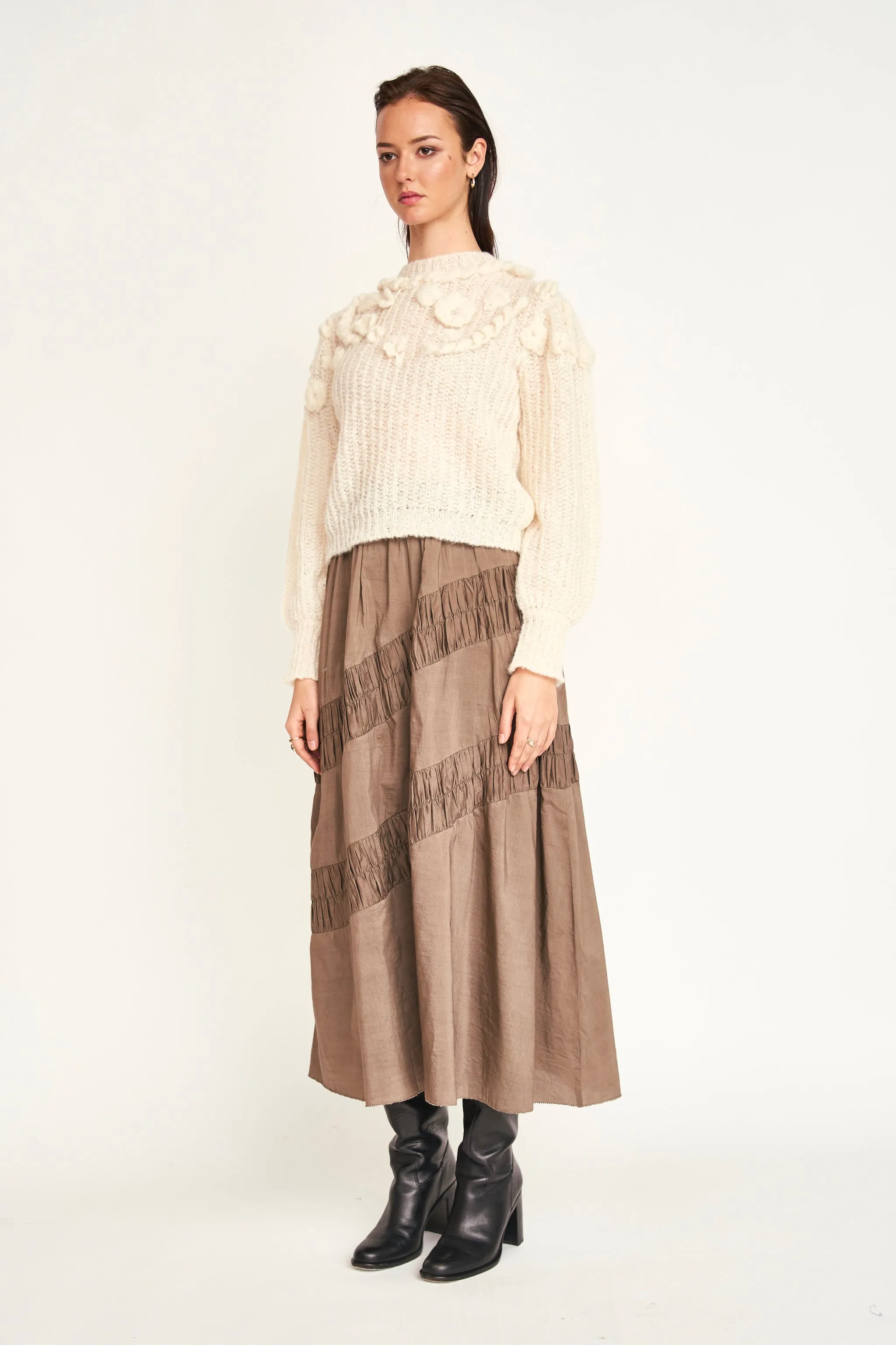 Verona Ruched Skirt in Walnut sold by Mirth product image thumbnail 3