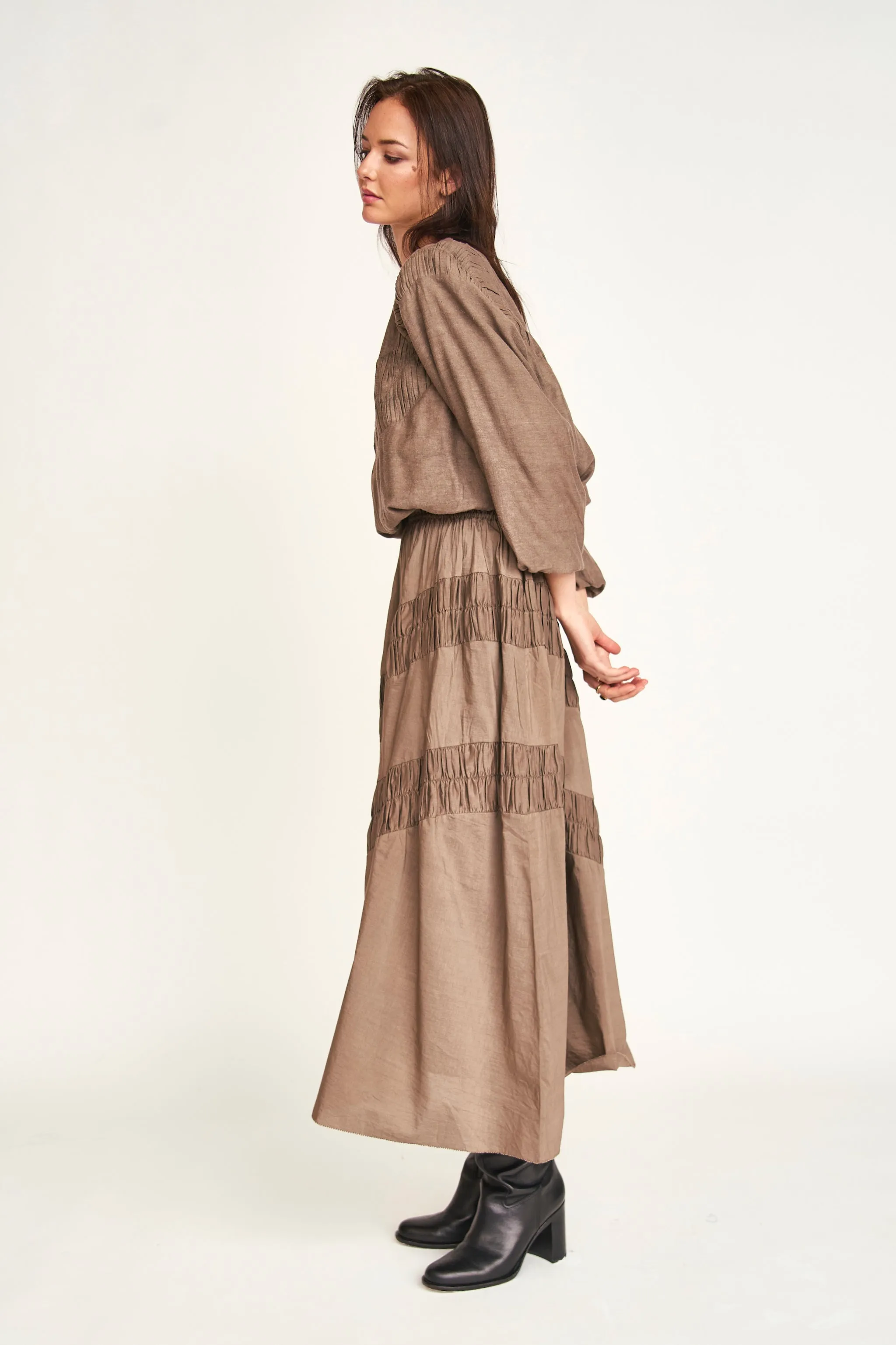 Verona Ruched Skirt in Walnut sold by Mirth product image thumbnail 4