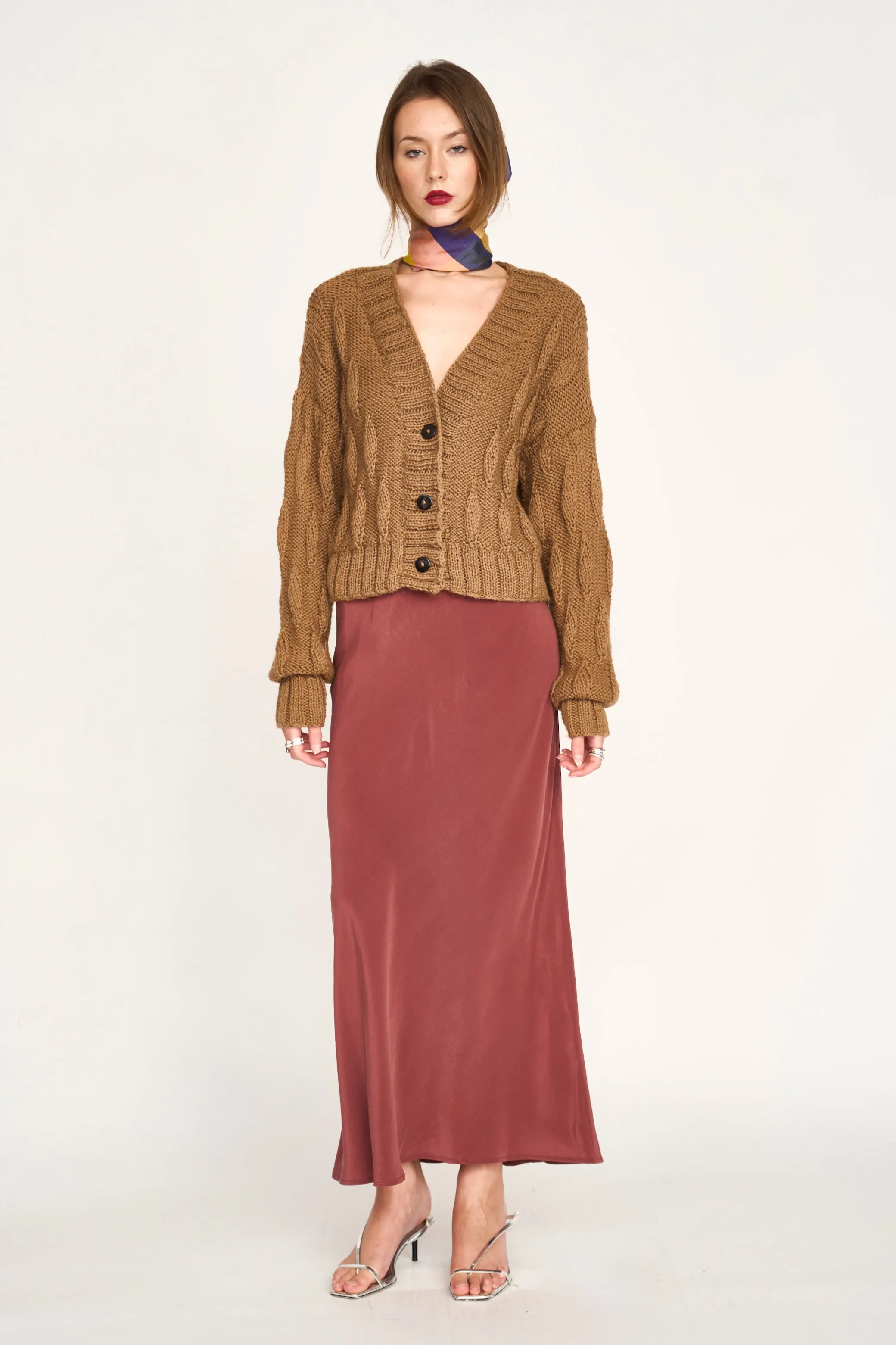 Wimberley Teardrop Cardigan in Rust sold by Mirth