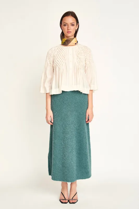 Estes Boucle Skirt in Spruce sold by Mirth