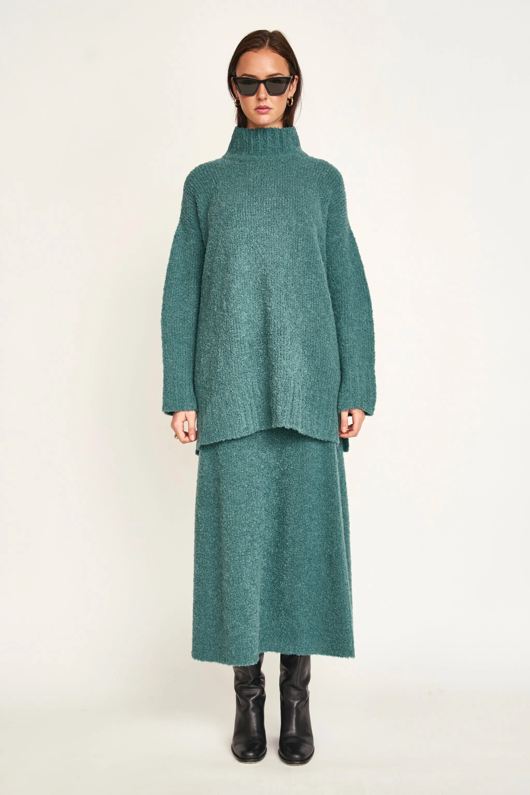 Salida Boucle Turtleneck in Spruce sold by Mirth