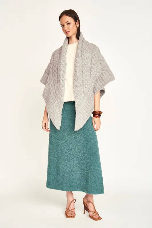 Triangle Cable Shawl in Dove Grey sold by Mirth