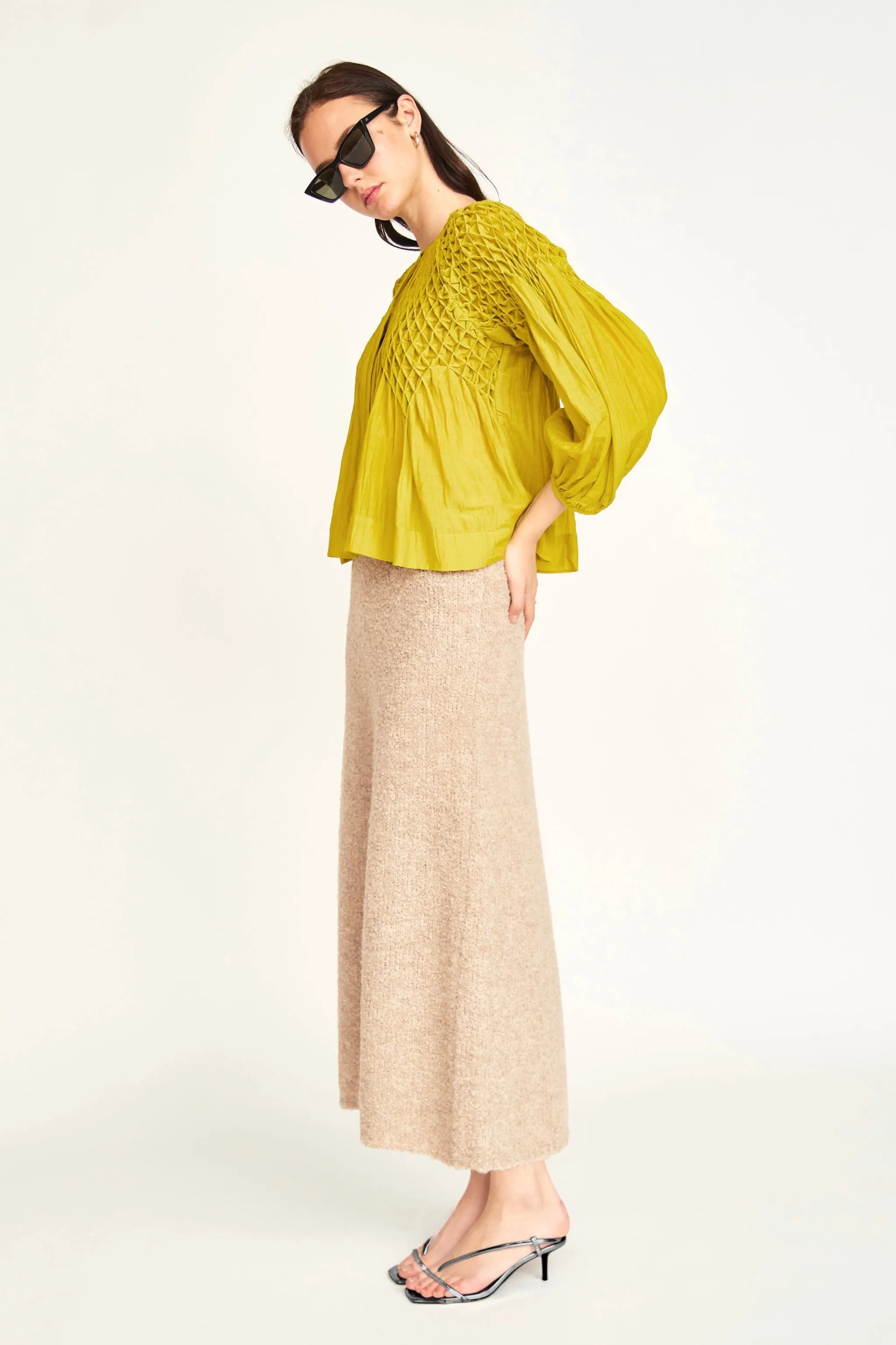 Ynez Hand Smocked Blouse in Citronelle sold by Mirth product image thumbnail 4