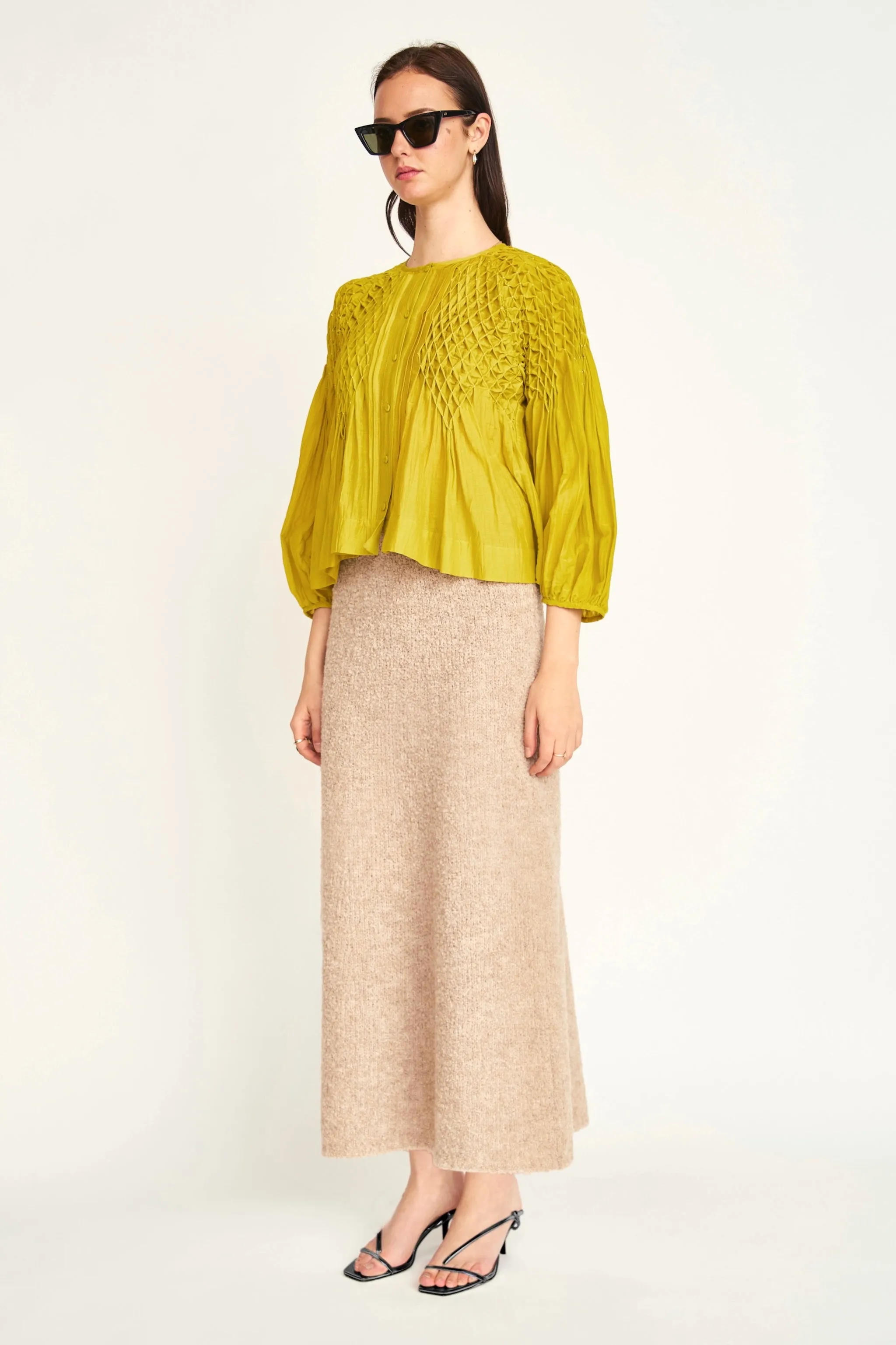 Ynez Hand Smocked Blouse in Citronelle sold by Mirth product image thumbnail 3