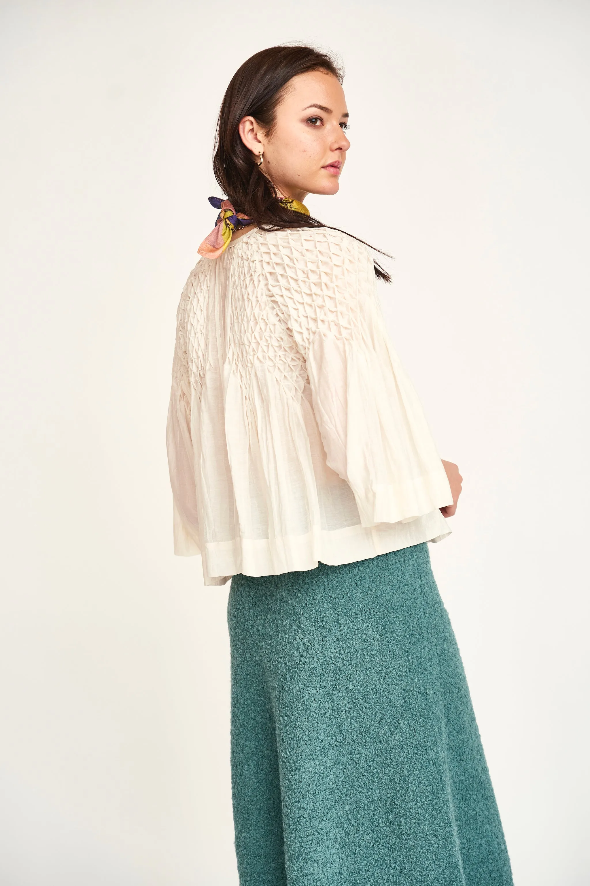 Ynez Hand Smocked Blouse in Cream sold by Mirth product image thumbnail 4