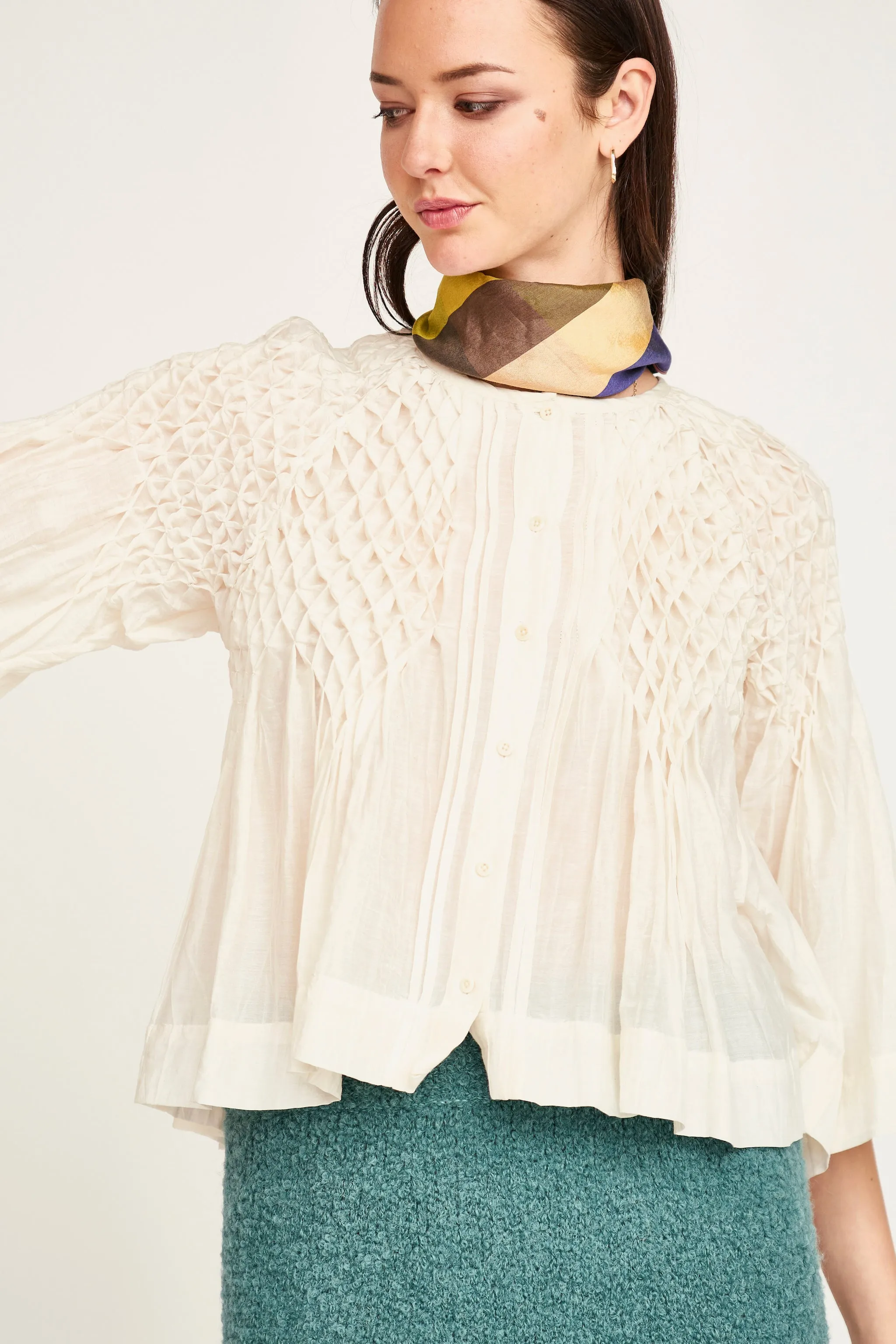 Ynez Hand Smocked Blouse in Cream sold by Mirth product image thumbnail 5