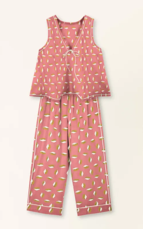 Pajama Pant & Camisole Set in Coral Reef (Ships early December) sold by Mirth