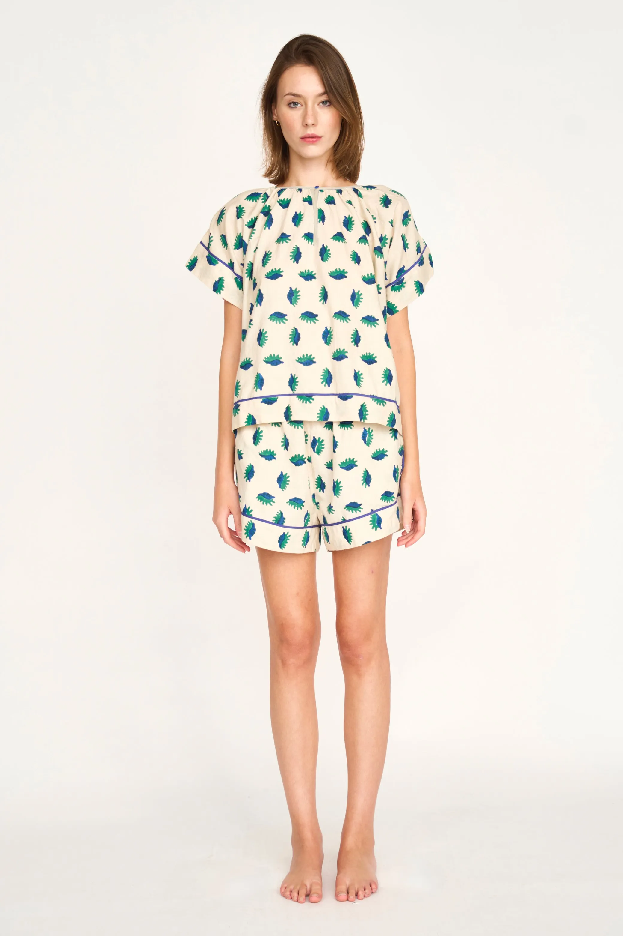 Pajama Short Set in Tide Pool sold by Mirth product image thumbnail 2